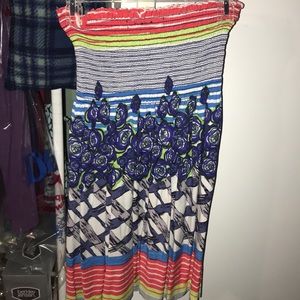 Francesca’s strapless multicolored dress